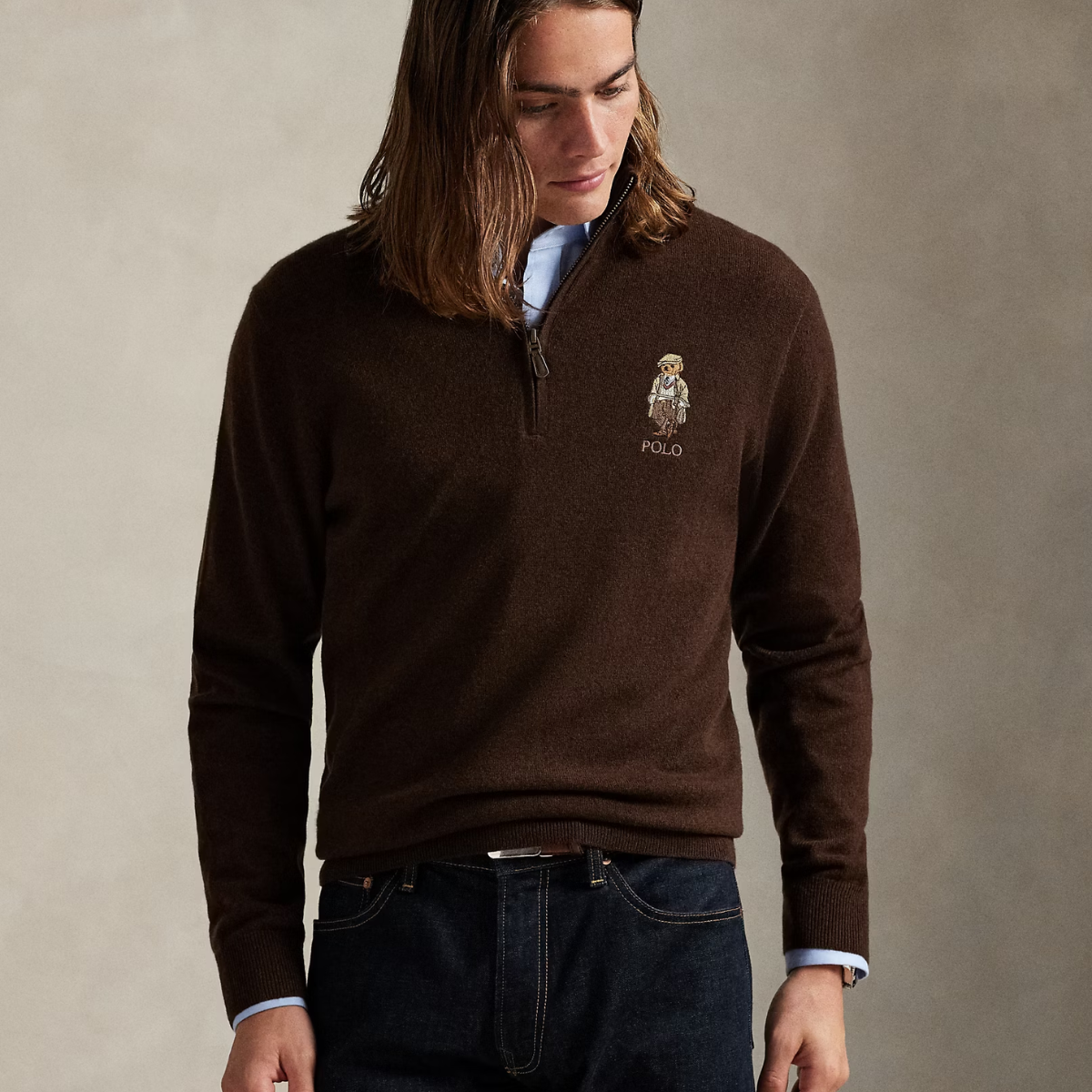 Polo Bear Wool Quarter-Zip Jumper