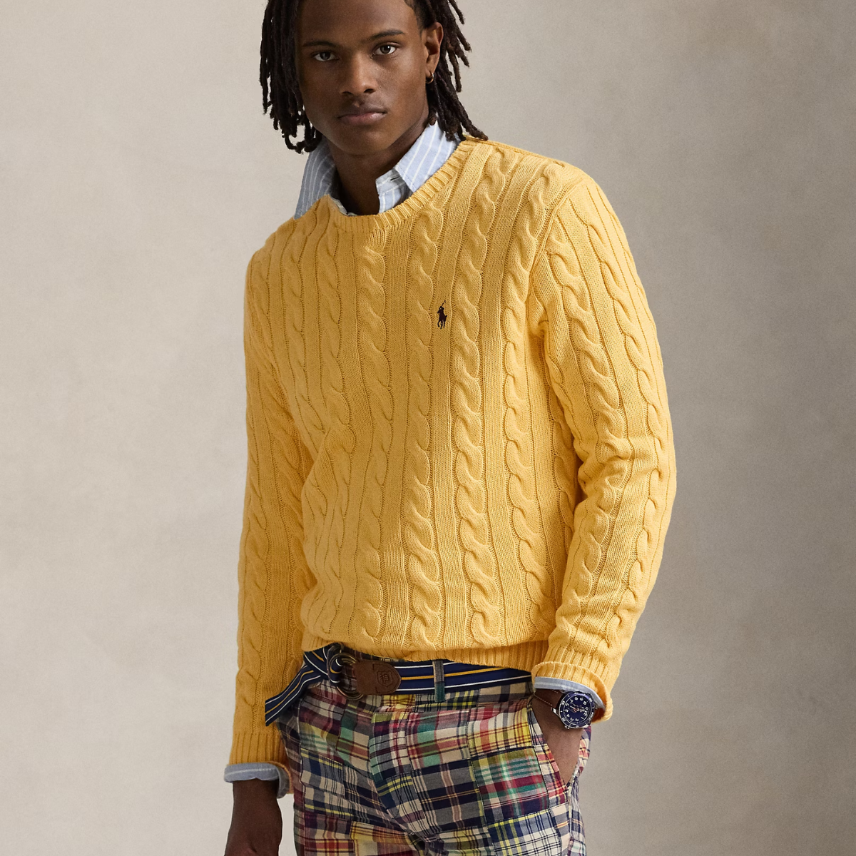 Baumwollpullover mit Zopfmuster