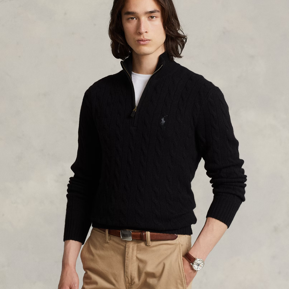 Woll-Kaschmir-Pullover mit Zopfmuster