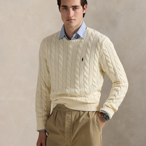 Baumwollpullover mit Zopfmuster