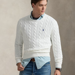 Baumwollpullover mit Zopfmuster