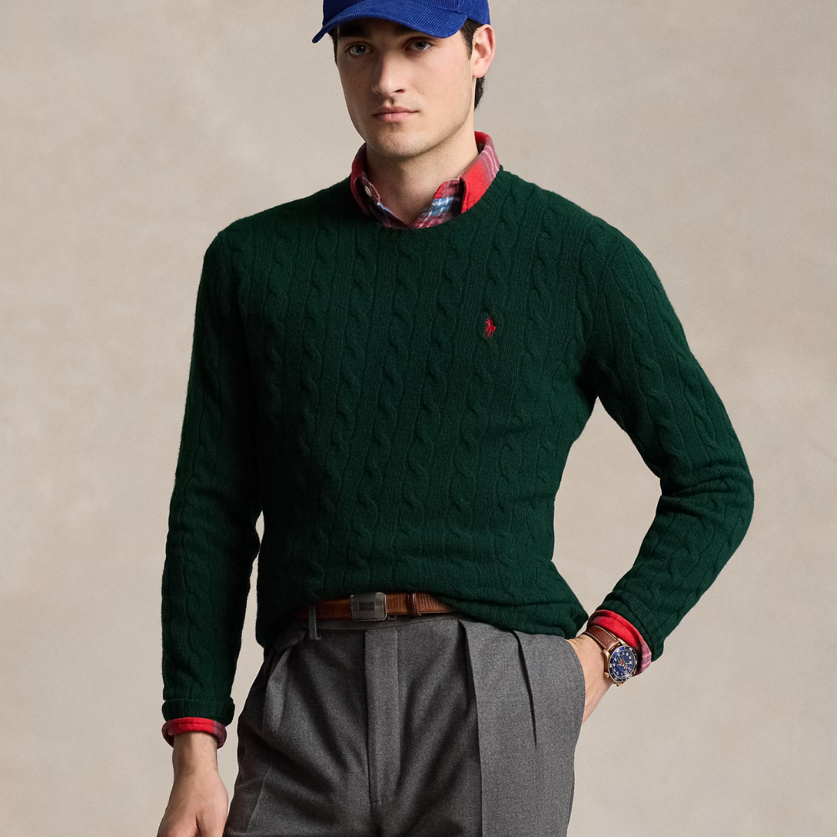 Woll-Kaschmir-Pullover mit Zopfmuster